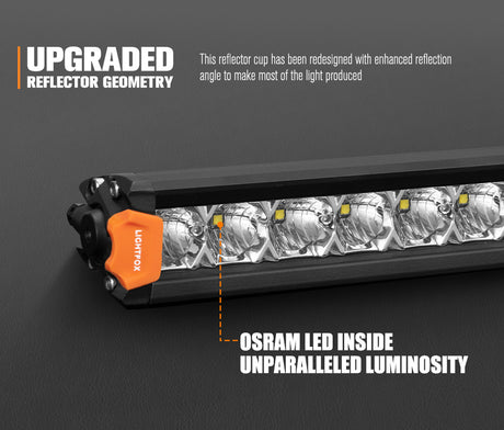 LIGHTFOX 40inch Osram LED Light Bar Super Slim Single Row Spot Flood Beam Offroad