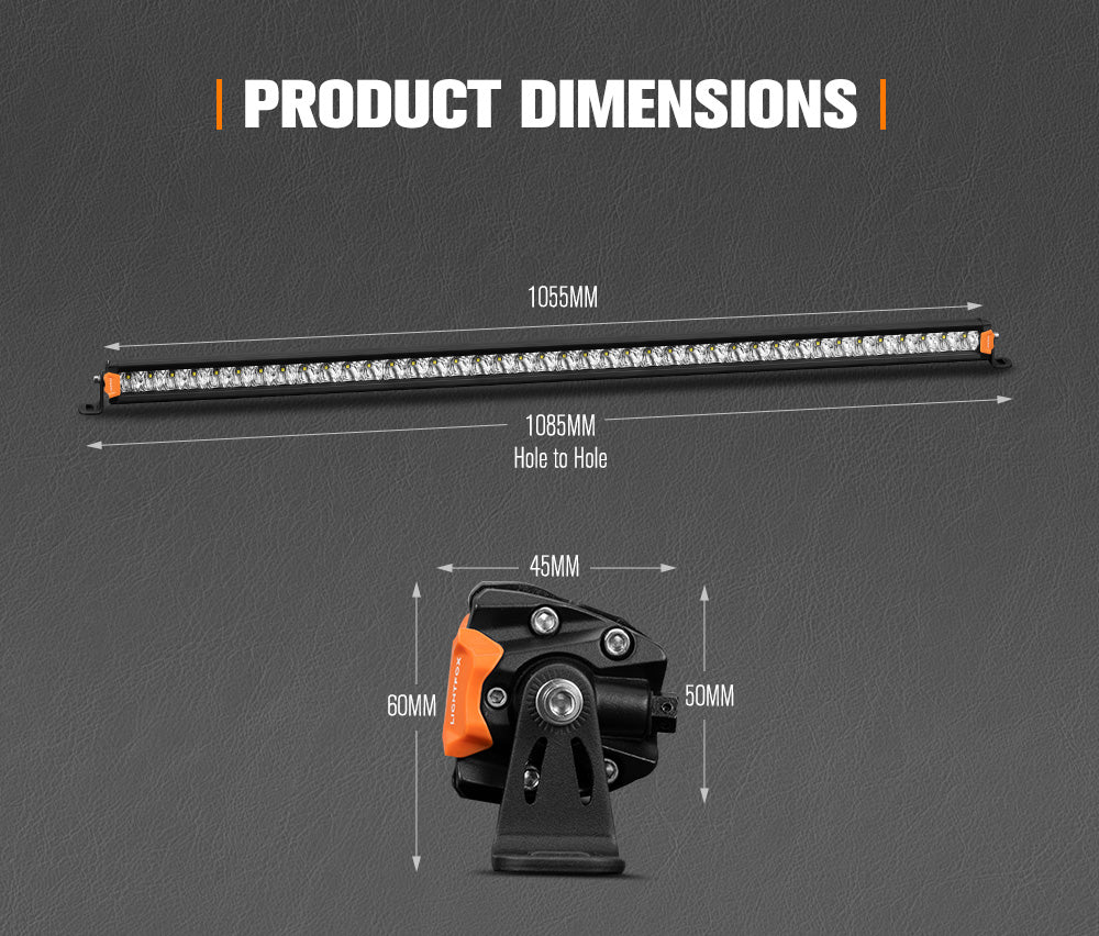 LIGHTFOX 40inch Osram LED Light Bar Super Slim Single Row Spot Flood Beam Offroad