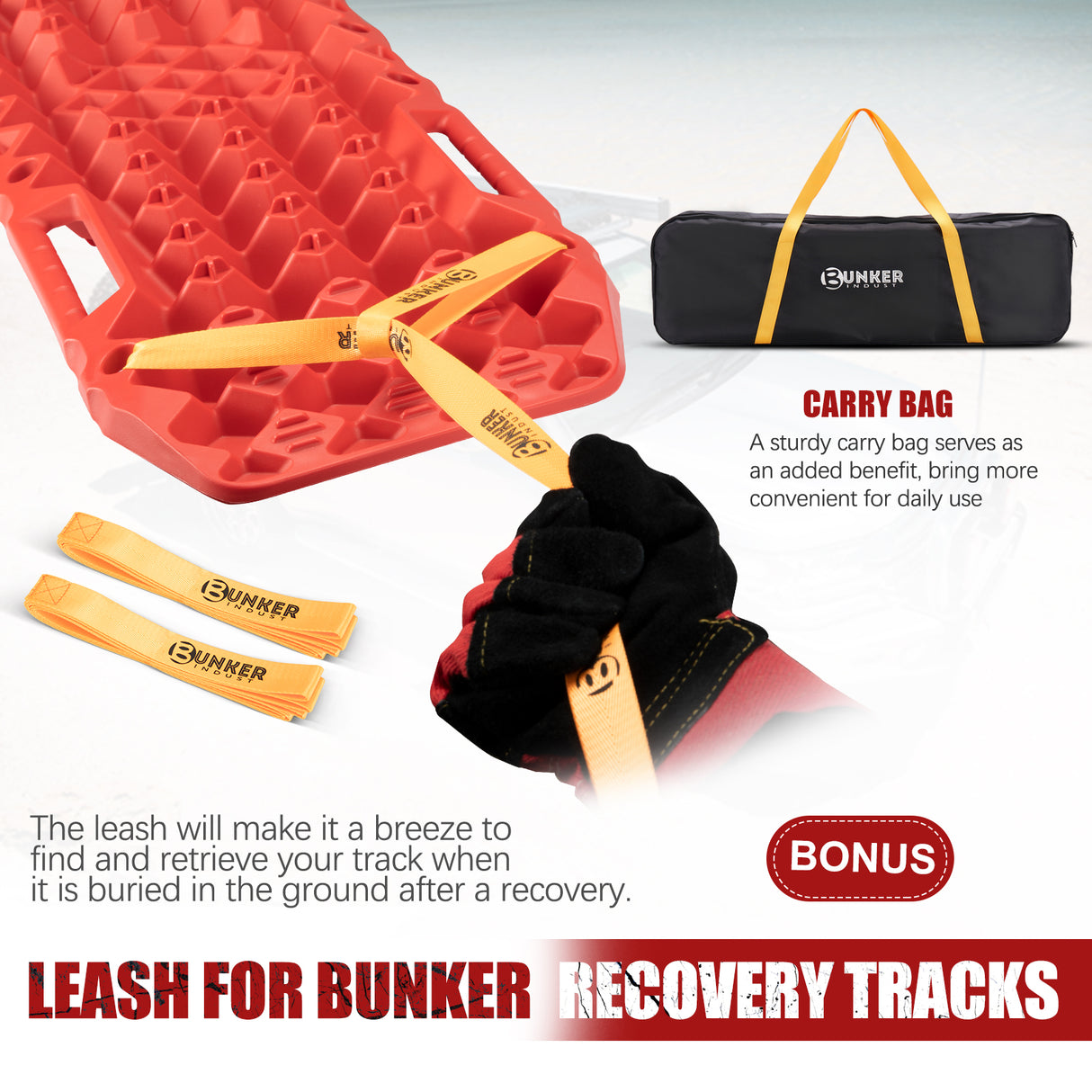 BUNKER INDUST Pair Recovery Tracks with Jack Base Sand Track Red 10T 4WD Car Accessories 4x4