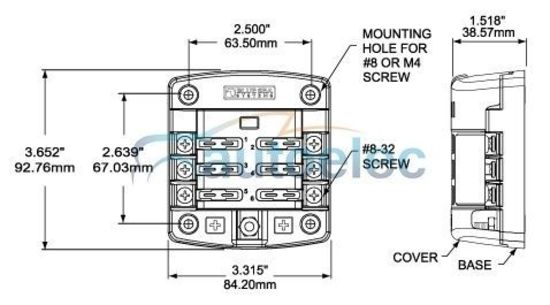 Blue Sea 5028 Fuse Block Box Holder Marine Boat Battery 12 Volt 12V 6 Way New