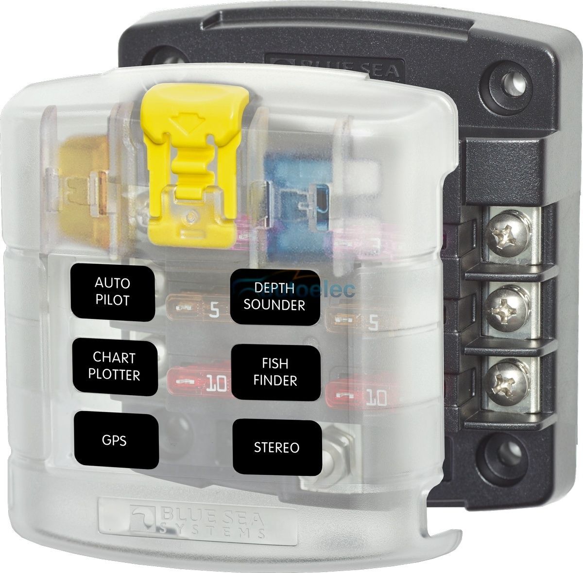 Blue Sea 5028 Fuse Block Box Holder Marine Boat Battery 12 Volt 12V 6 Way New