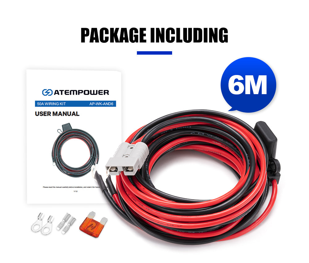 ATEM POWER 50A Wiring Kit 12V 6m Anderson Style Plug Battery Cable Quick Connect