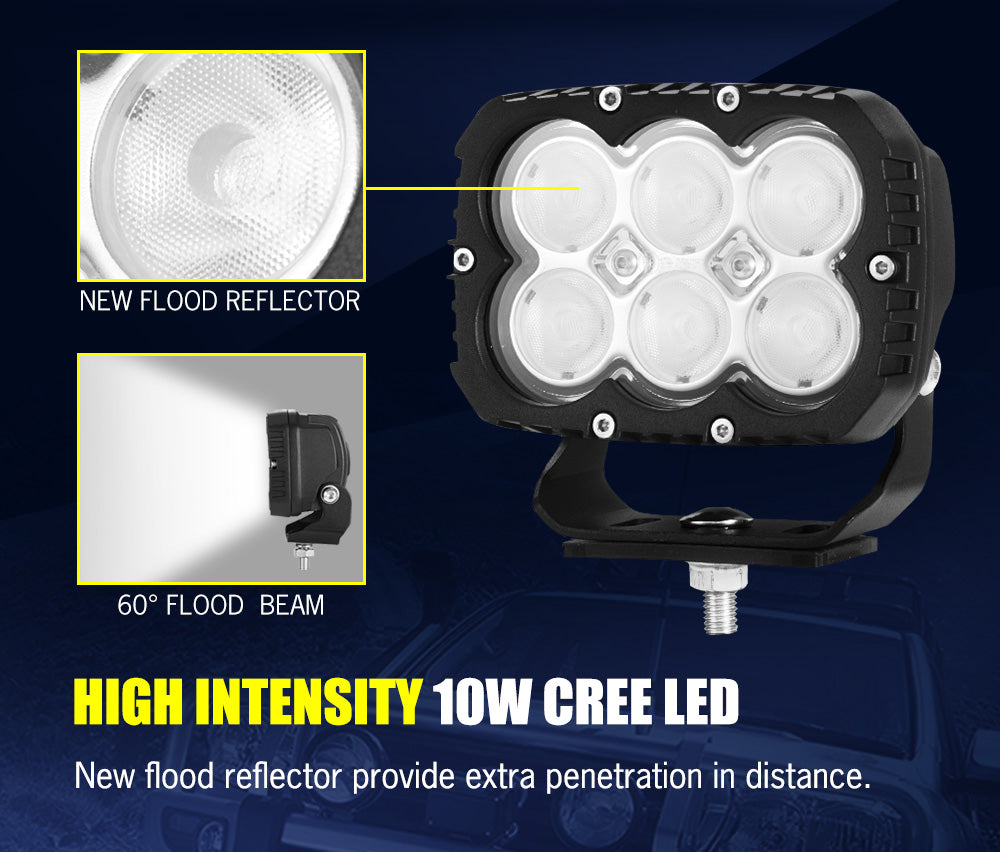 LIGHTFOX 2x 5inch LED Work Light Flood Beam Heavy Duty Fog Driving Lamp 4WD OffRoad