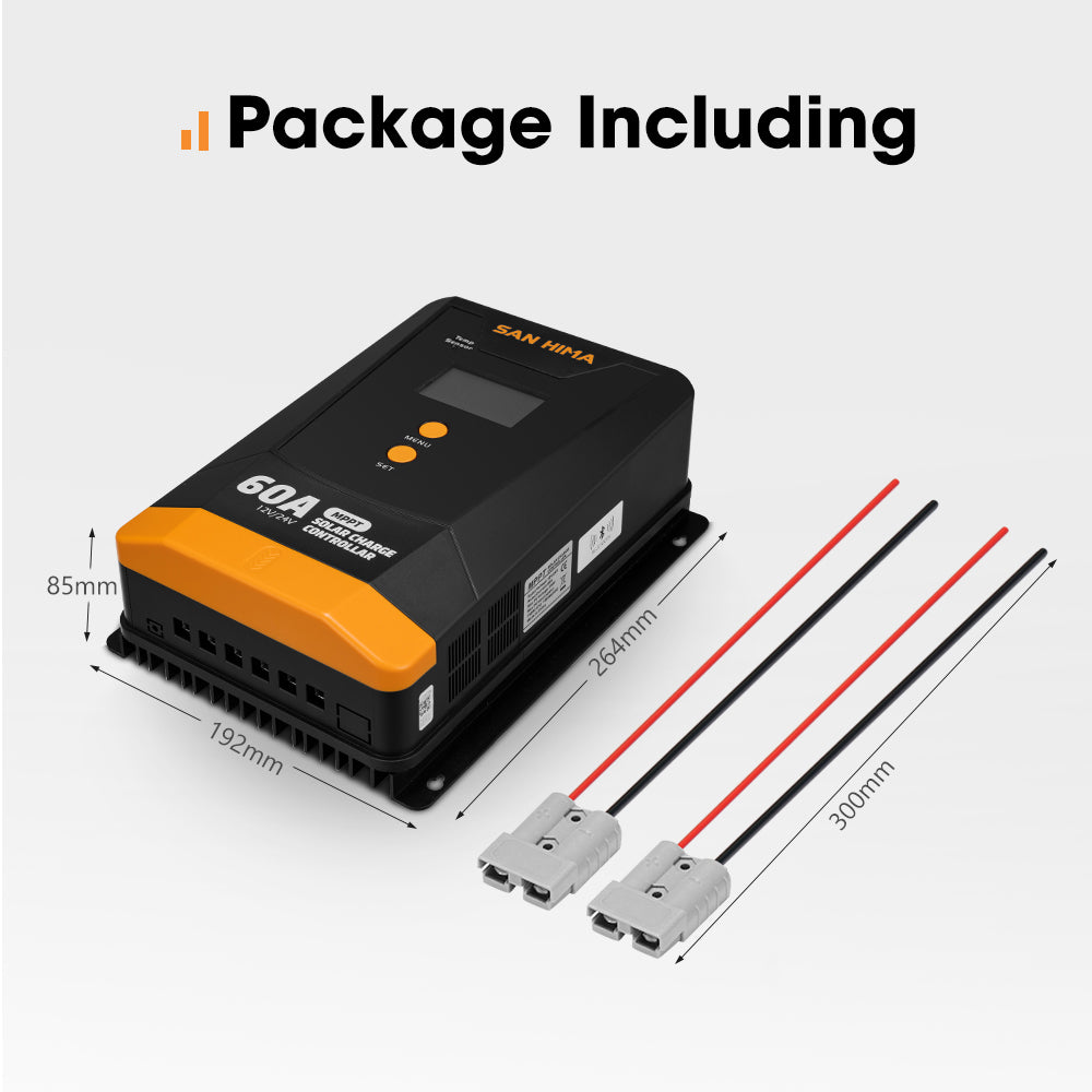 San Hima 60A MPPT Solar Charge Controller 12V 24V Inbulit Bluetooth LCD Display