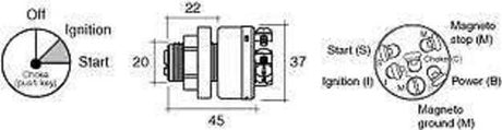 Narva 3 Position Ignition Switch + Push For Choke / Glow Marine Mower 12V 64008