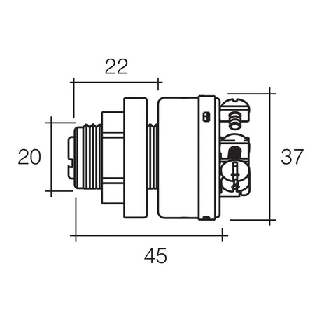 Narva 3 Position Ignition Switch Marine with Push for Choke Function