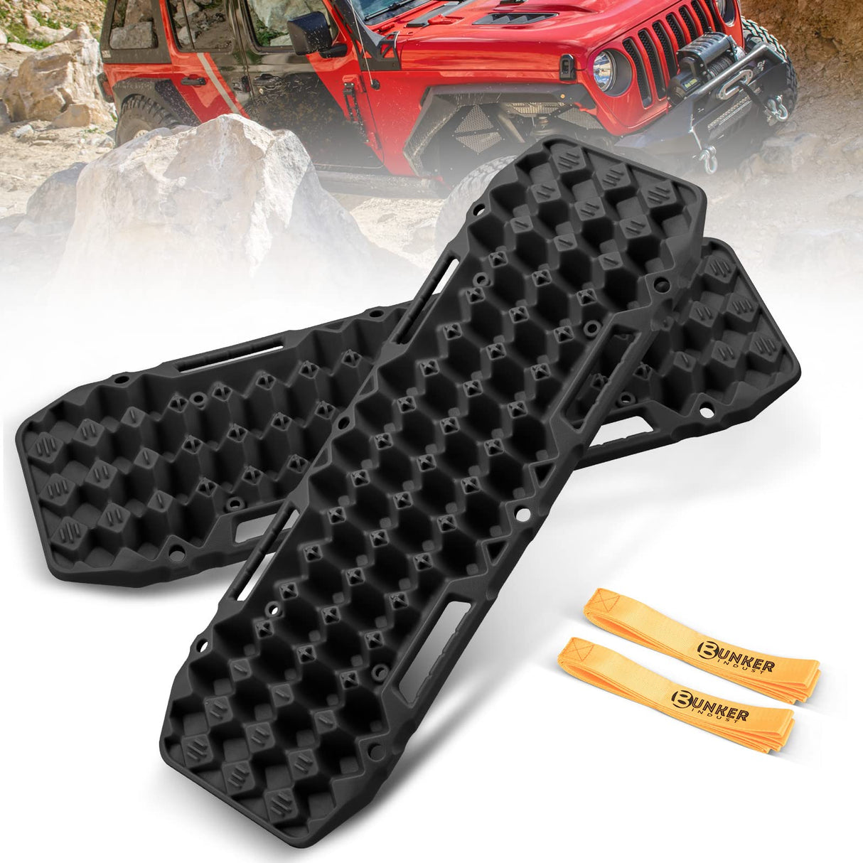 BUNKER INDUST Recovery Tracks Board 10T Sand Mud Snow Grass 4WD Accessory 1Pair