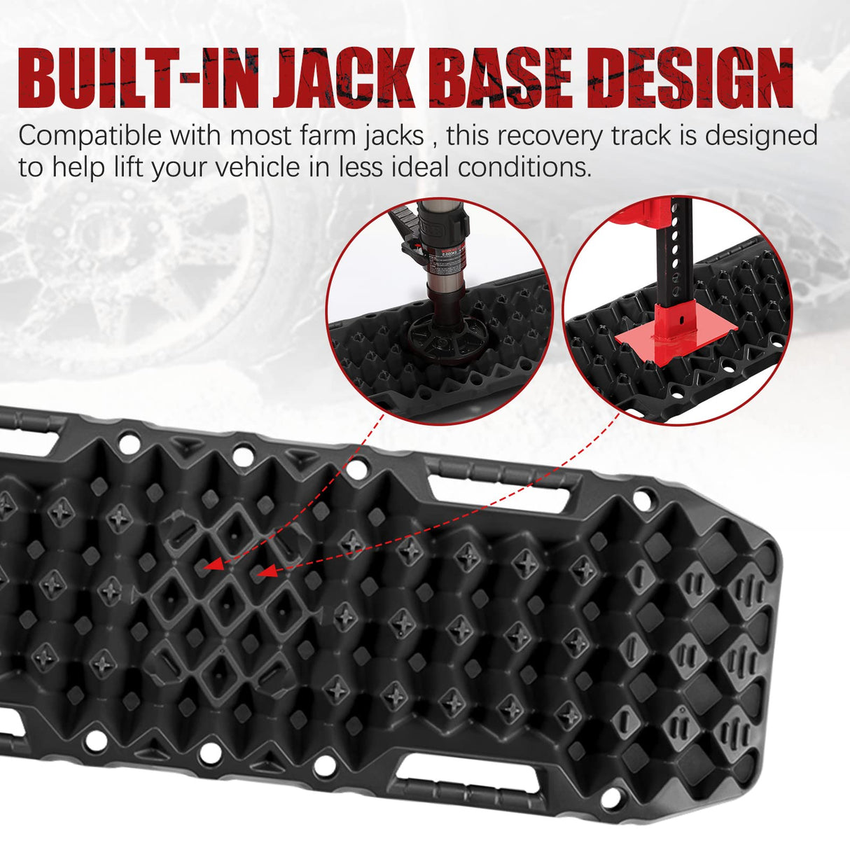 BUNKER INDUST Recovery Tracks Sand Track with Jack Base Pair 10T Mud Snow OffRoad 4WD Black