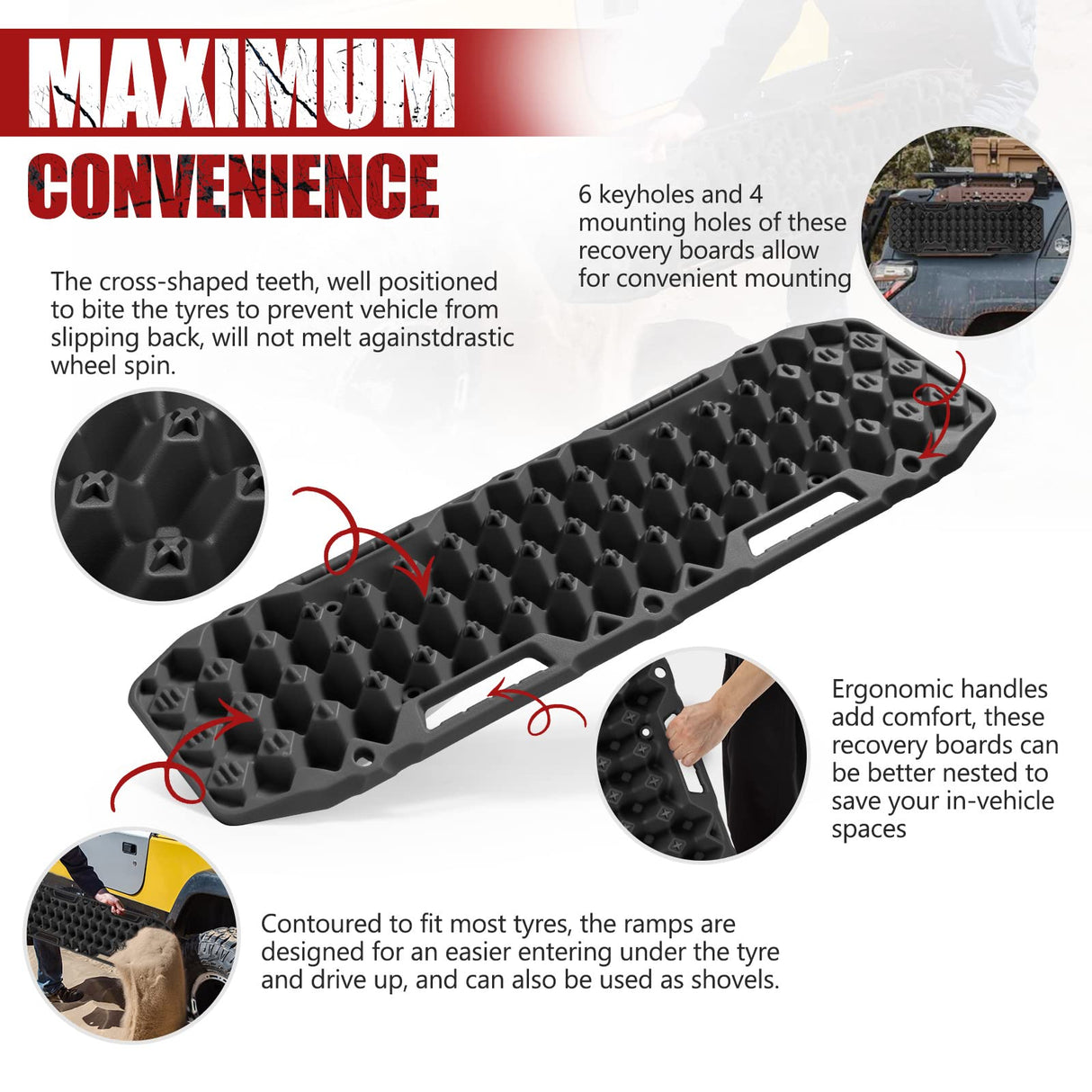 BUNKER INDUST Recovery Tracks Board 10T Sand Mud Snow Grass 4WD Accessory 1Pair