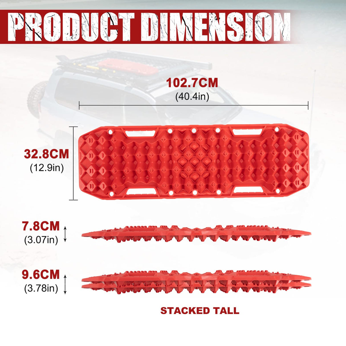 BUNKER INDUST Pair Recovery Tracks with Jack Base Sand Track Red 10T 4WD Car Accessories 4x4