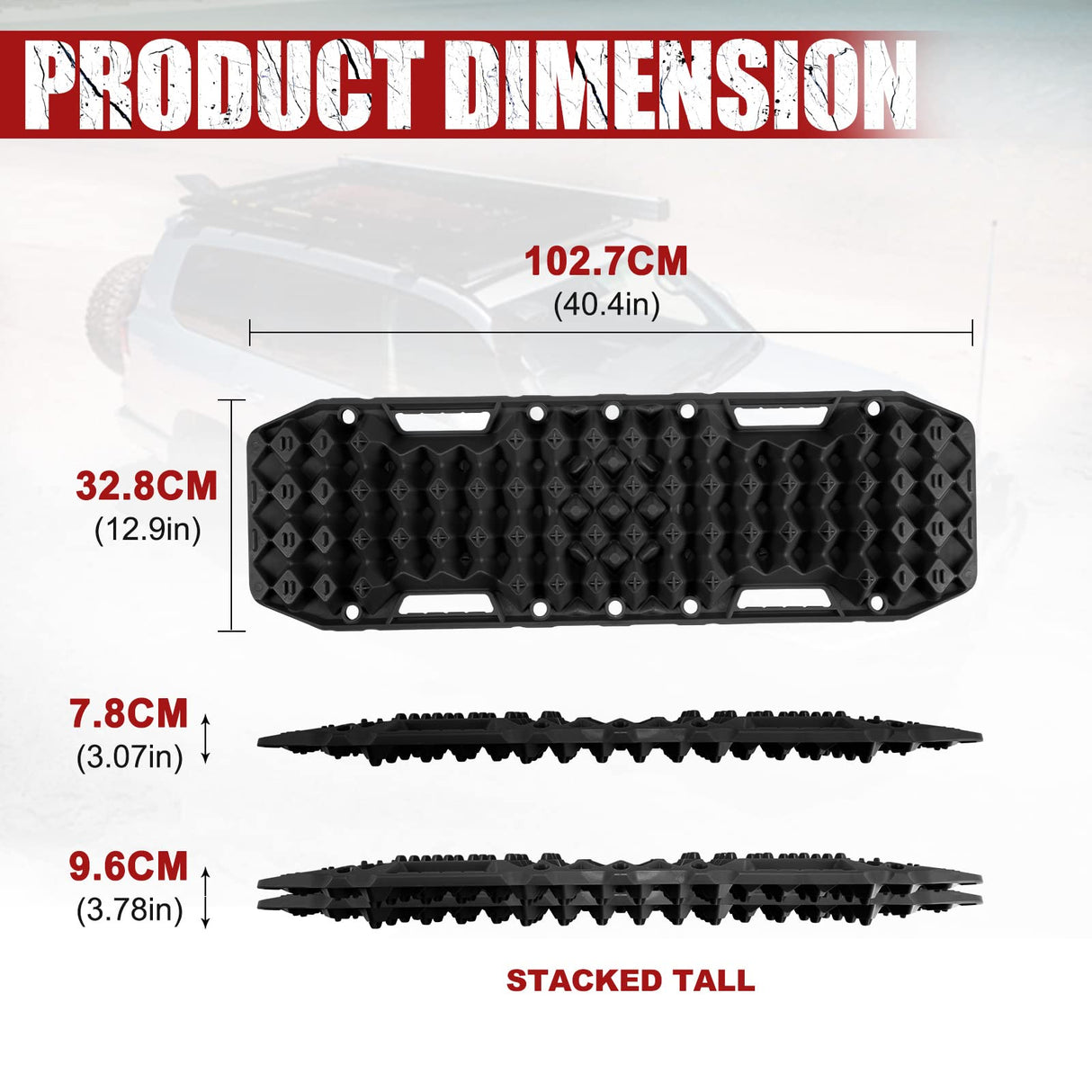 BUNKER INDUST Recovery Tracks Sand Track with Jack Base Pair 10T Mud Snow OffRoad 4WD Black
