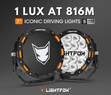LIGHTFOX 7inch LED Driving Lights Round Spotlights Offroad Truck Headlights