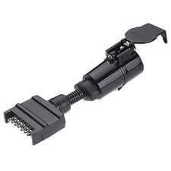Narva Car Trailer Adapter 7 Pin Flat Male Plug To 7 Round Female Socket 82245