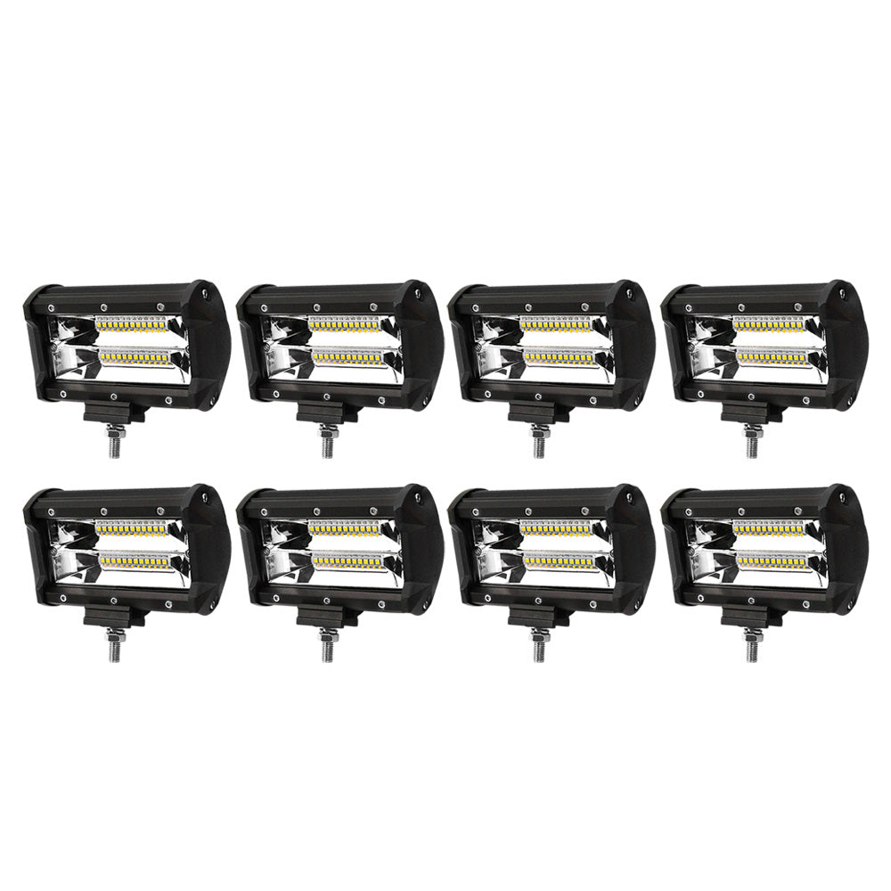 LIGHTFOX 8x 5inch LED Light Bar Flood Beam Reverse Work Lamp Offroad Driving 4x4
