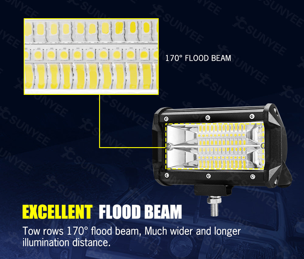 LIGHTFOX Pair 5inch LED Light Bar Pods Flood Driving TRUCK SUV OffRoad 4WD