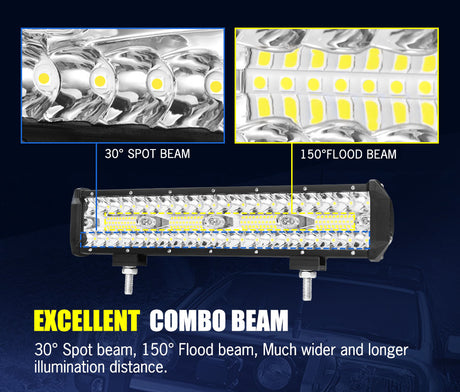 Lightfox LED Light Bar 7" 12" 20" 23" 26" 28" Flood Spot Combo 50" Curved 12V
