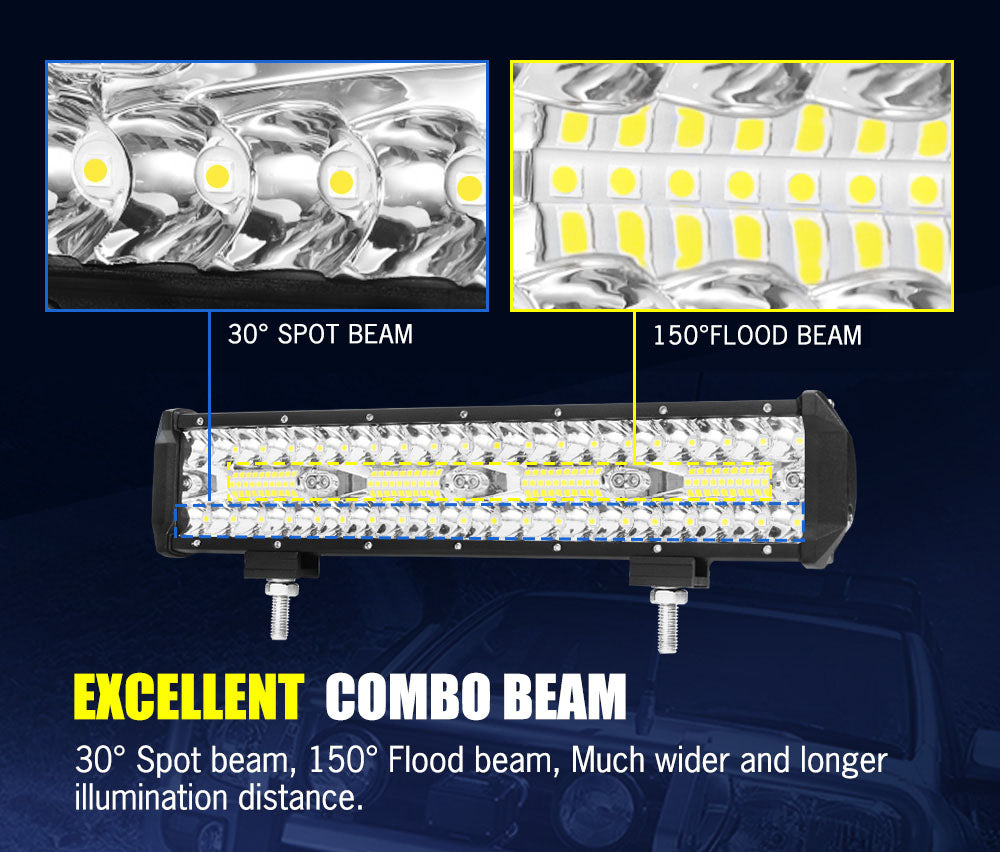LIGHTFOX 12inch LED Work Light Bar Work Driving Lamp Combo OffRoad 4WD