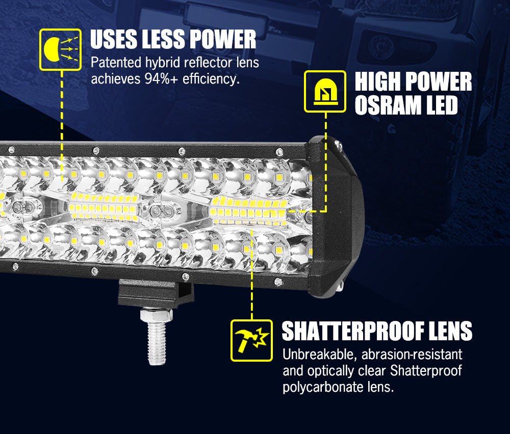 LIGHTFOX 12inch LED Work Light Bar Work Driving Lamp Combo OffRoad 4WD