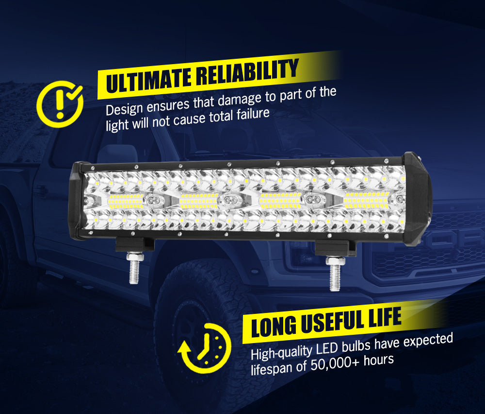 LIGHTFOX 12inch LED Work Light Bar Work Driving Lamp Combo OffRoad 4WD