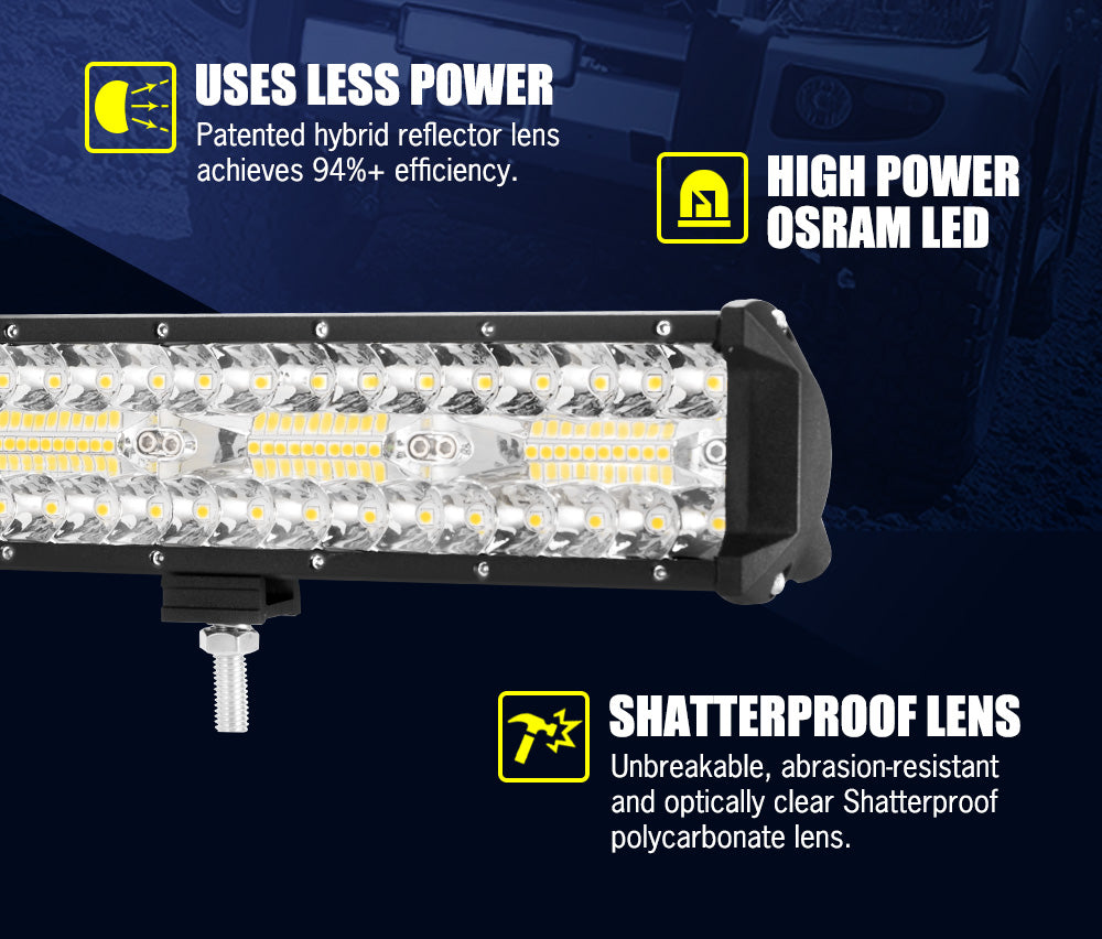 Lightfox LED Light Bar 7" 12" 20" 23" 26" 28" Flood Spot Combo 50" Curved 12V