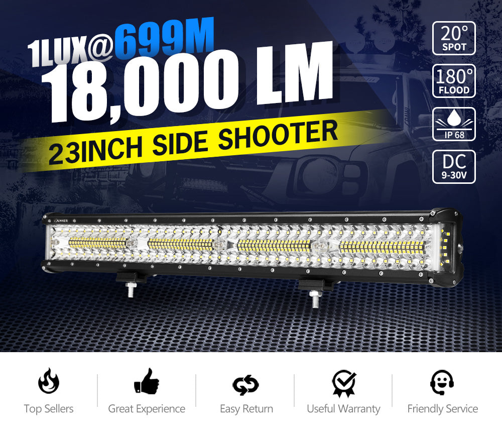 BUNKER INDUST 23inch LED Light Bar Combo Beam Side Shooter Work Driving OffRoad 4WD