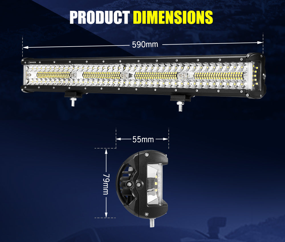 BUNKER INDUST 23inch LED Light Bar Combo Beam Side Shooter Work Driving OffRoad 4WD