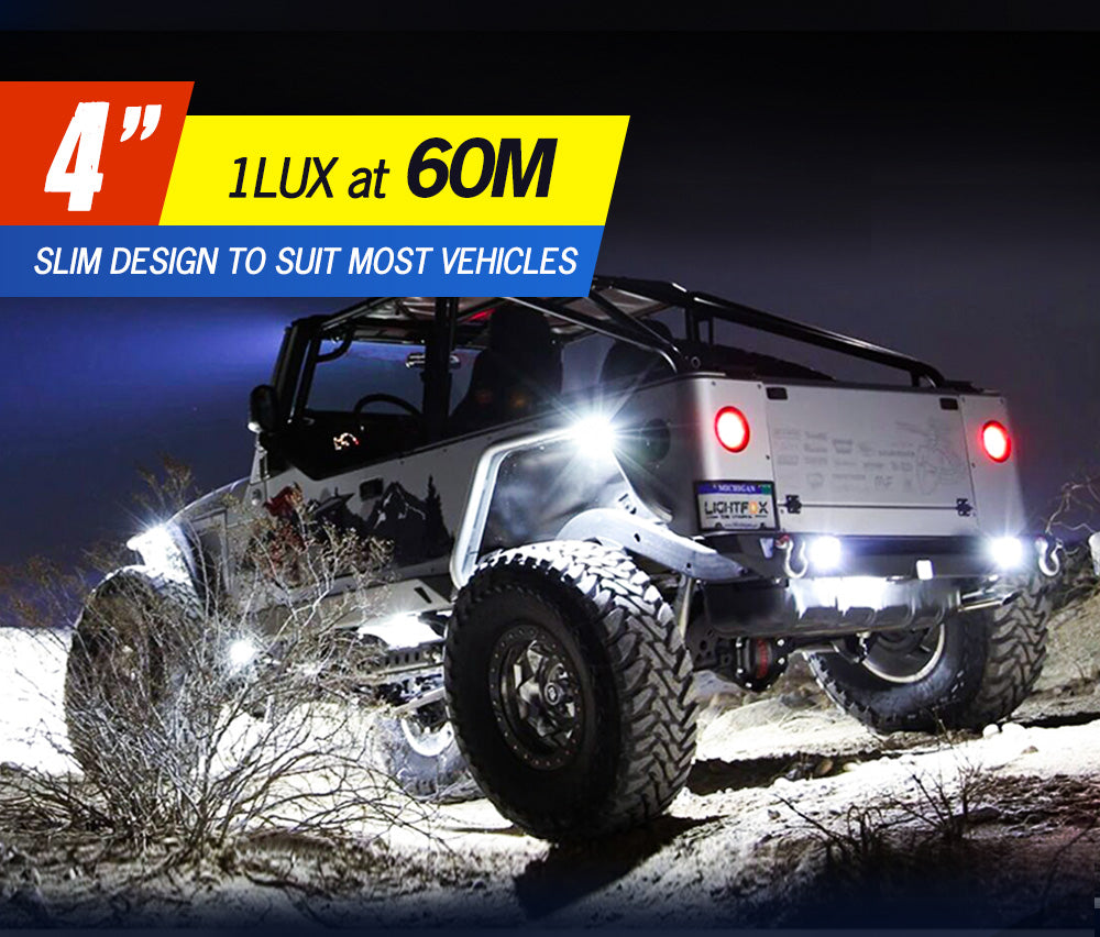 LIGHTFOX 8x 4inch LED Work Light Bar Spot Flood Work Fog Lamp Reverse Offroad 4WD