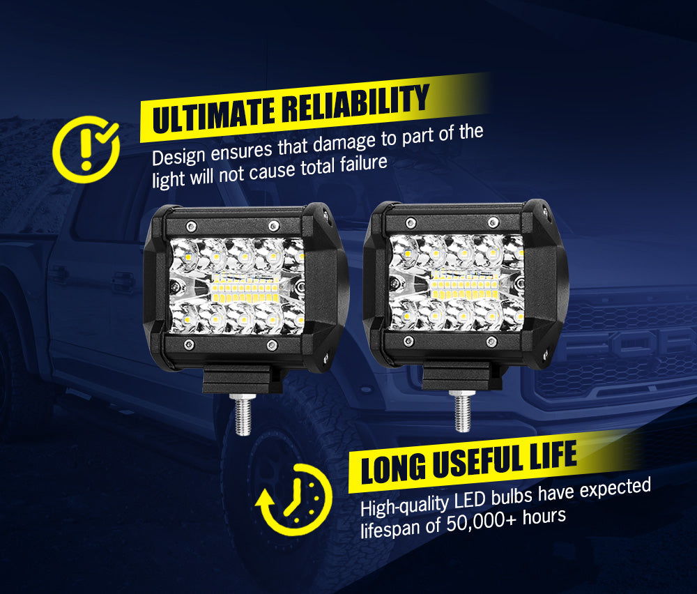 LIGHTFOX 8x 4inch LED Work Light Bar Spot Flood Work Fog Lamp Reverse Offroad 4WD