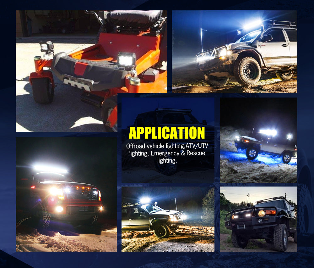 LIGHTFOX 8x 4inch LED Work Light Bar Spot Flood Work Fog Lamp Reverse Offroad 4WD