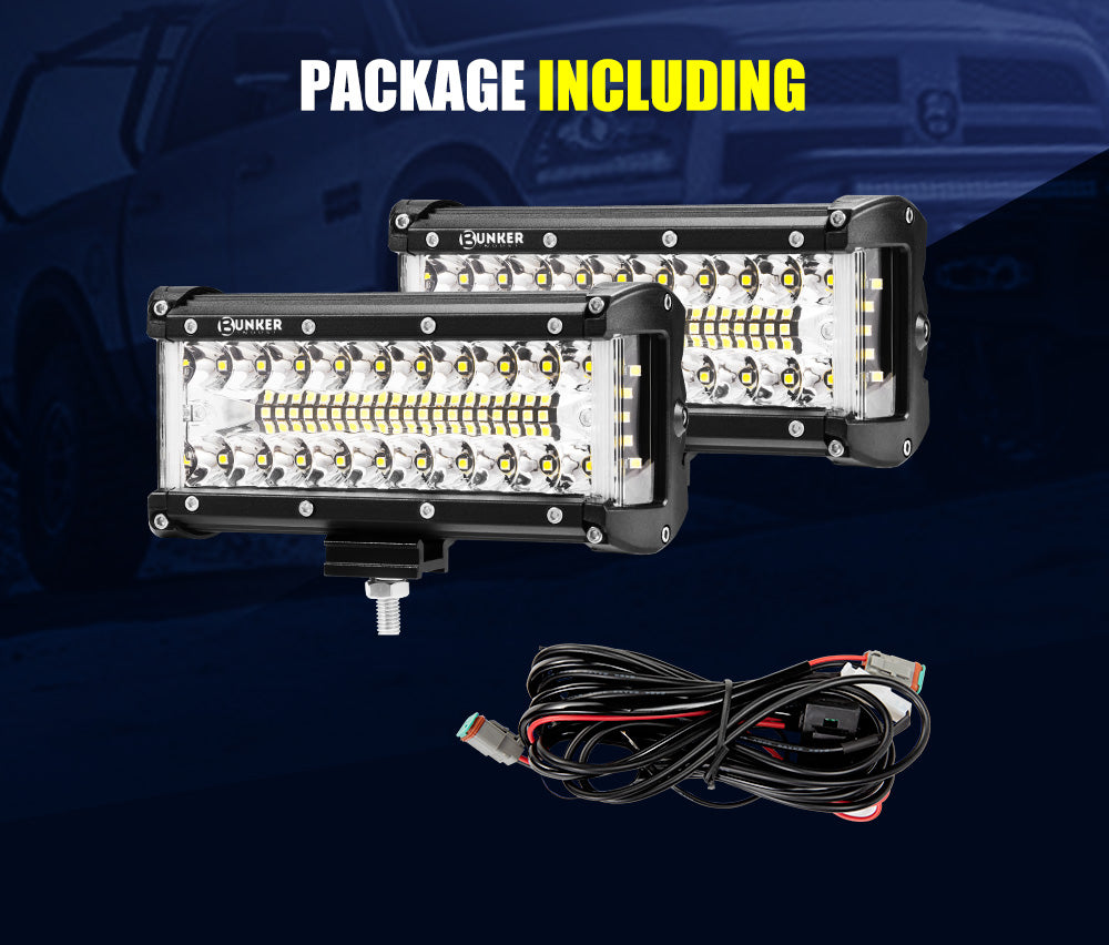 BUNKER INDUST 2x 7inch LED Light Bar Side Shooter Pods Combo Beam Work Driving OffRoad 4WD