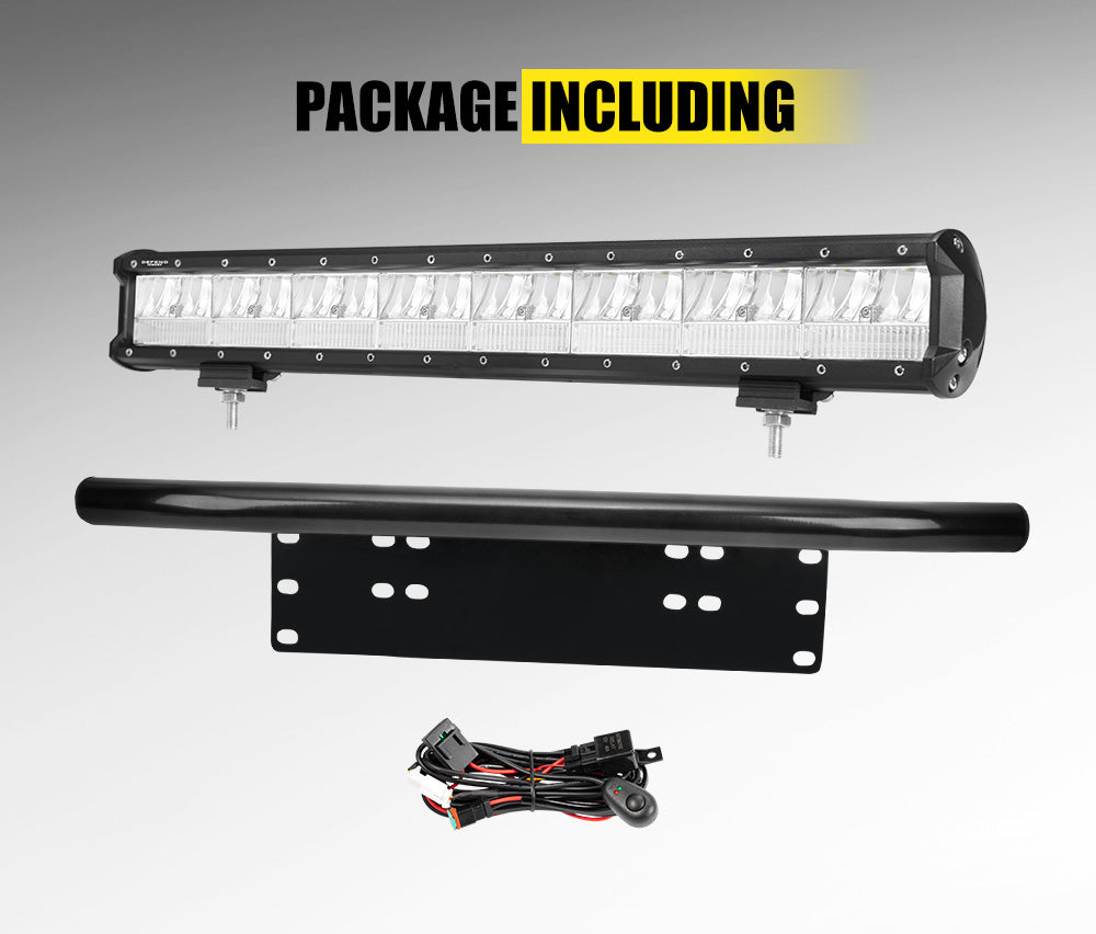 DEFEND INDUST 23inch LED Light Bar Combo Driving Lamp with Plate Frame Offroad 4x4