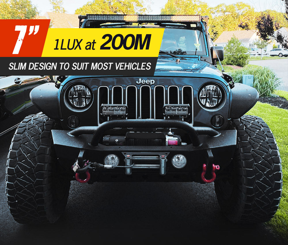 DEFEND INDUST 2x 7inch LED Light Bar Spot Flood Work Driving Reverse Offroad