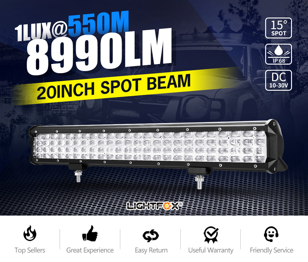 LIGHTFOX 20inch LED Work Light Bar Quad Row Driving Lamp Offroad 4WD Truck 22/23"