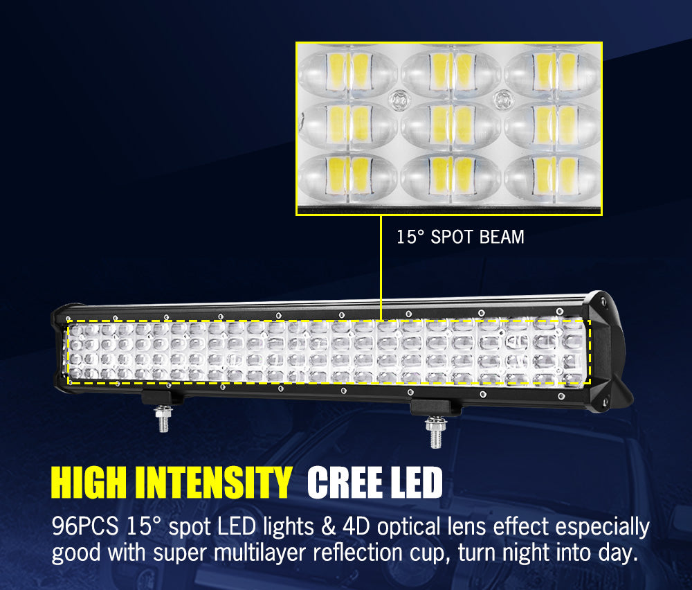 LIGHTFOX 20inch LED Work Light Bar Quad Row Driving Lamp Offroad 4WD Truck 22/23"