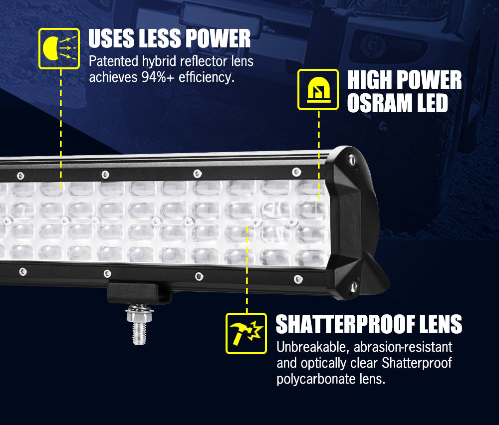 LIGHTFOX 20inch LED Work Light Bar Quad Row Driving Lamp Offroad 4WD Truck 22/23"