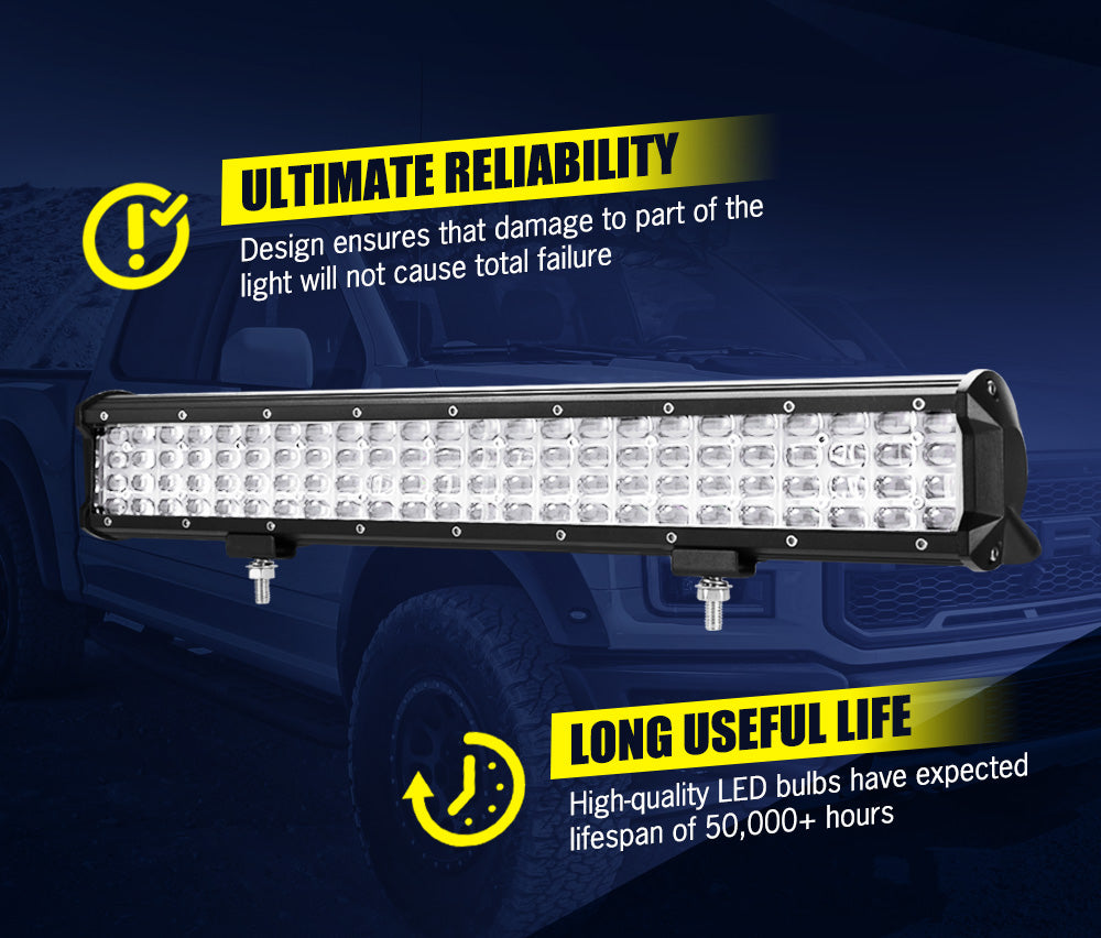 LIGHTFOX 20inch LED Work Light Bar Quad Row Driving Lamp Offroad 4WD Truck 22/23"