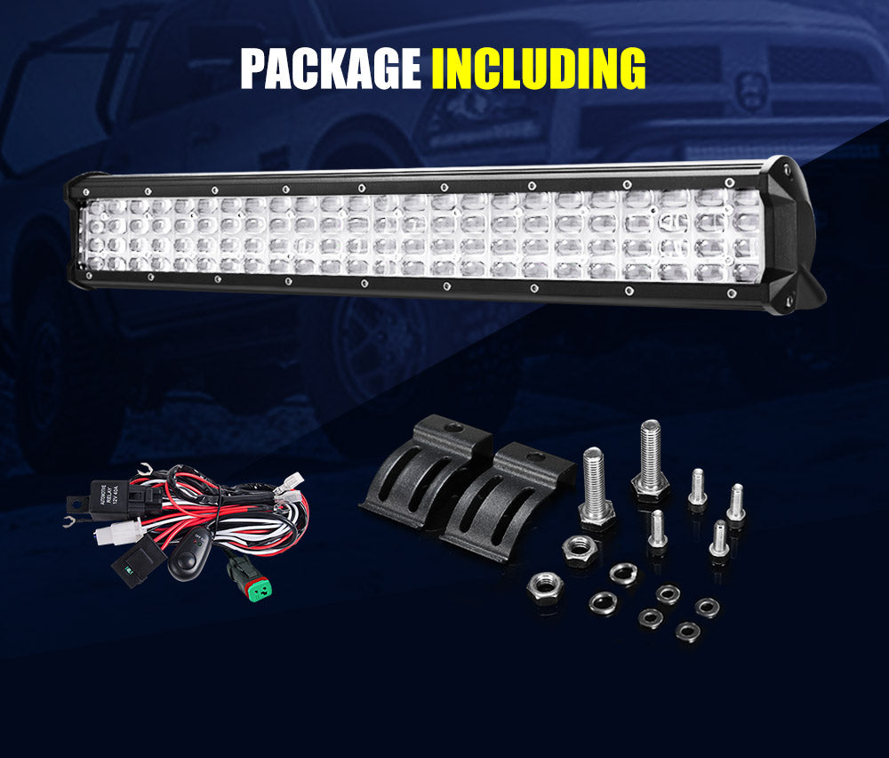 LIGHTFOX 20inch LED Work Light Bar Quad Row Driving Lamp Offroad 4WD Truck 22/23"