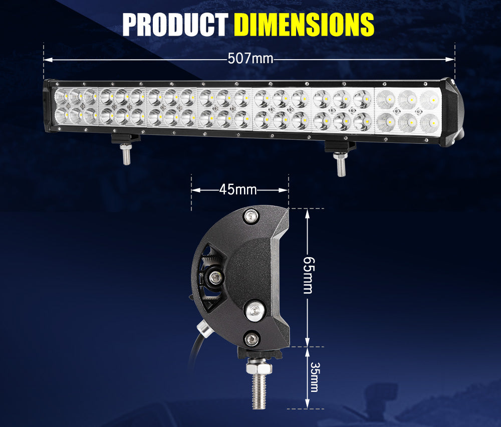 LIGHTFOX 20inch LED Light Bar Slim Dual Row Flood Spot Combo Beam 4X4 Offroad