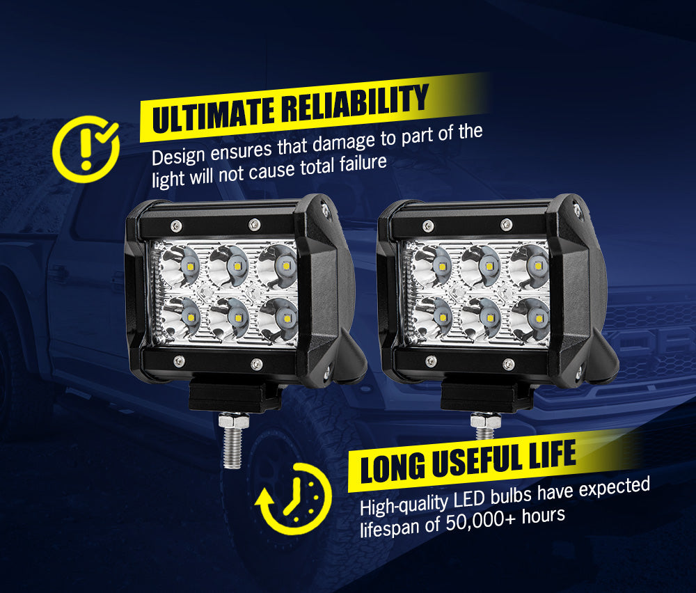 2 x 4inch LED Work Light  Reverse Spot Beam Driving Light Offroad 4x4