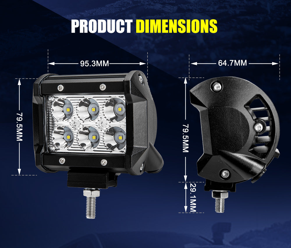 2 x 4inch LED Work Light  Reverse Spot Beam Driving Light Offroad 4x4