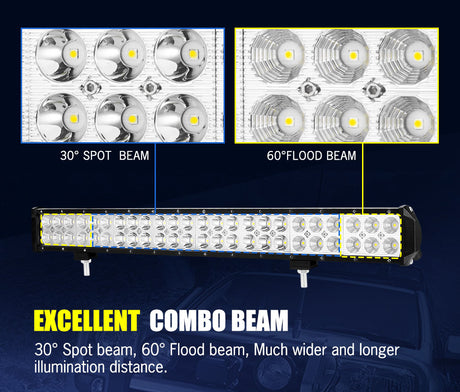 LIGHTFOX 23inch LED Light Bar Spot Flood Combo Beam Driving+Number Plate Frame