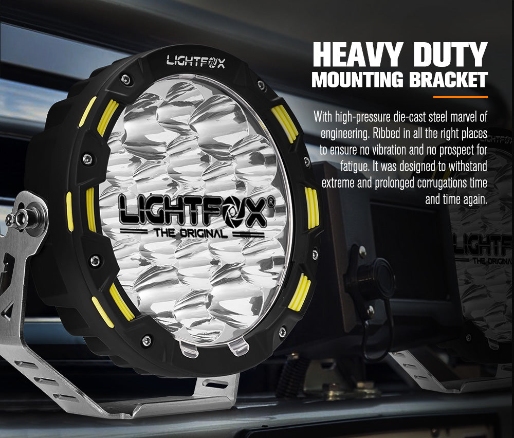 LIGHTFOX 9inch LED Spot Driving Lights Round Slim Spotlights 4x4 OffRoad SUV