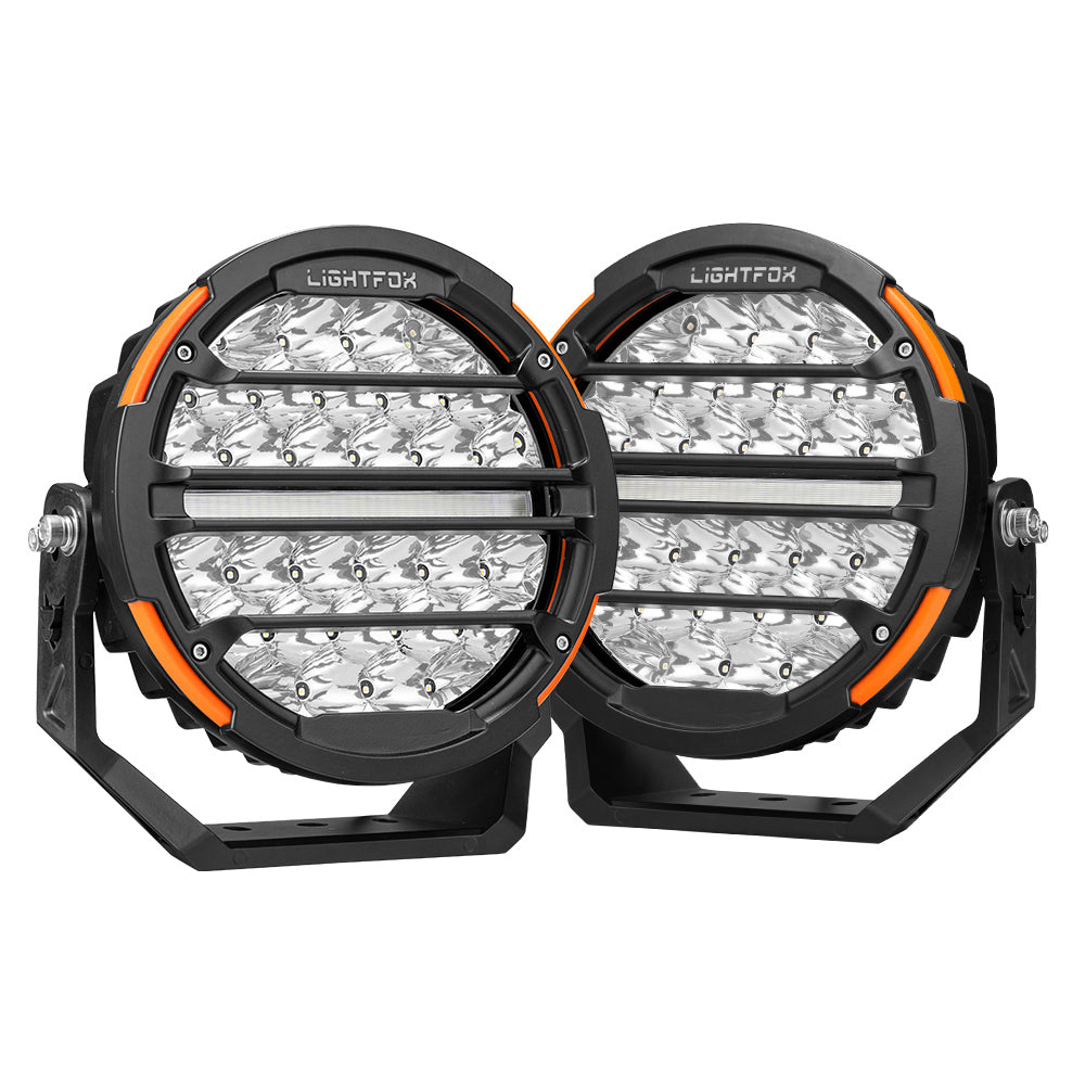Lightfox Pair 9" Osram LED Driving Lights Round Spotlight Spot Headlight DRL