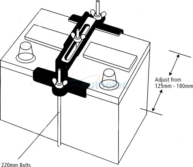 Narva Projecta Abc30 Universal & Adjustable Battery Hold Down Tray Clamp 125Mm - 180Mm