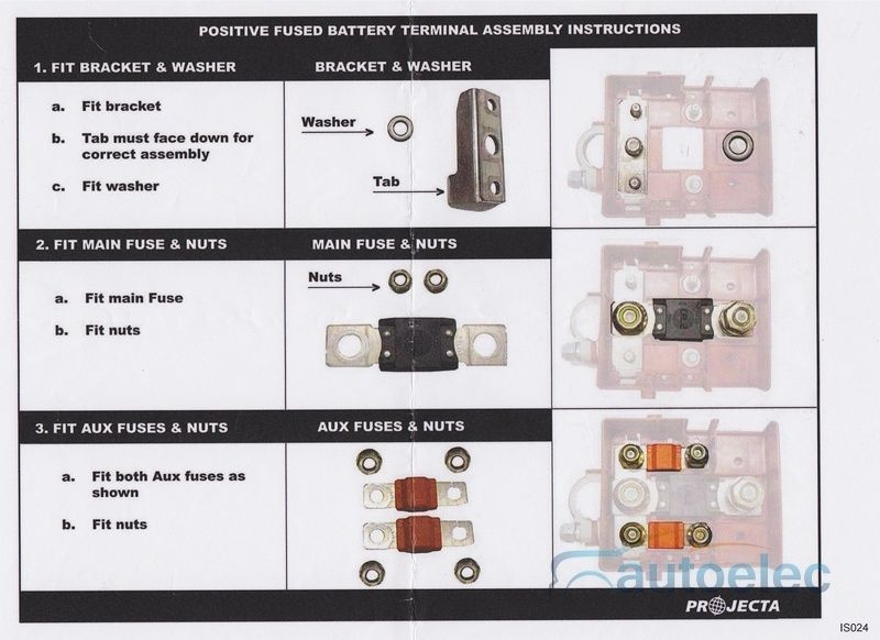 Projecta Bt950-P1 Fused Battery Distribution Terminal Clamp Fuse Cover Connector