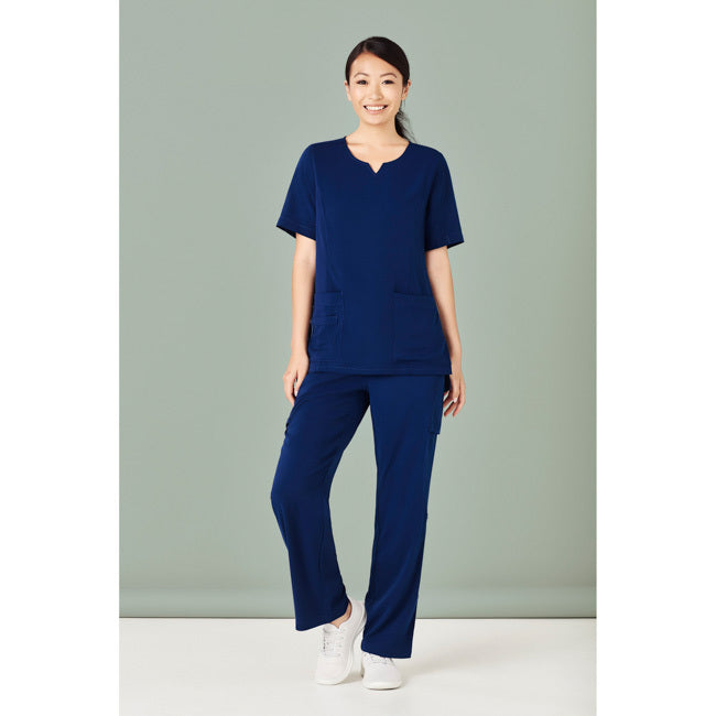 Biz Care Womens Avery Tailored Fit Round Neck Scrub Top
