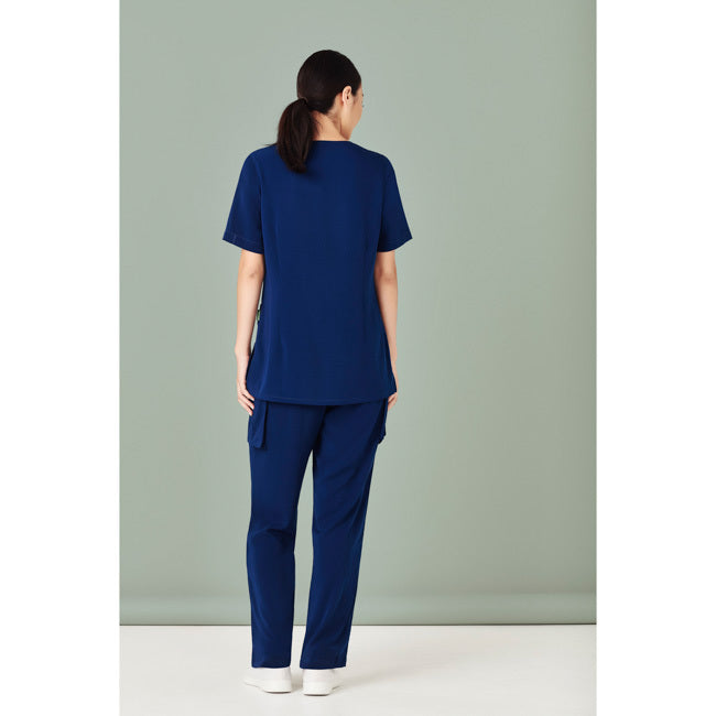 Biz Care Womens Avery Tailored Fit Round Neck Scrub Top