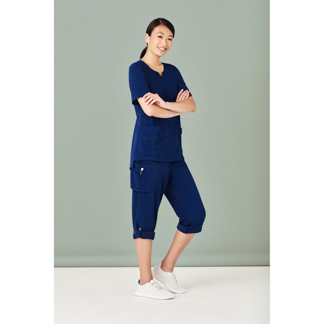 Biz Care Womens Avery Tailored Fit Round Neck Scrub Top