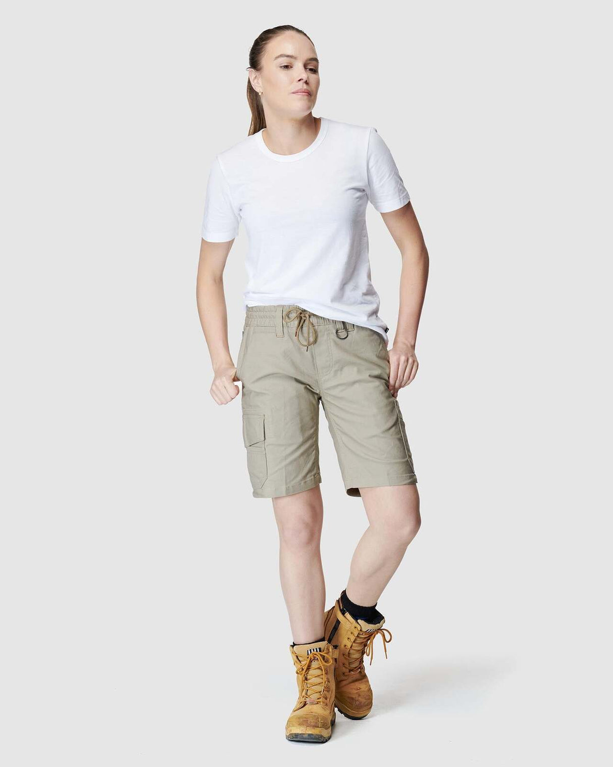 Womens Elastic Utility Short Stone
