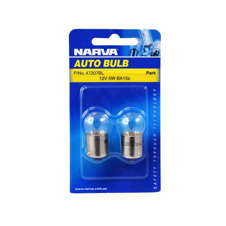Narva 47207BL 12V 5W R5W BA15S Incandescent Globes Twin Pack